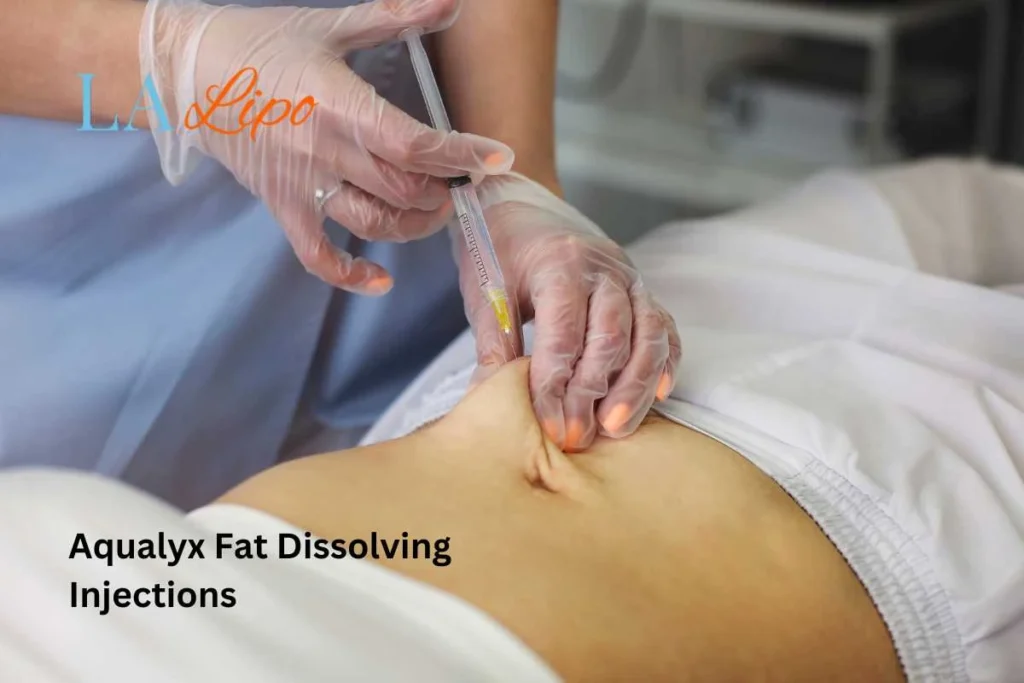 woman having fat dissolving injections Tring in the stomach