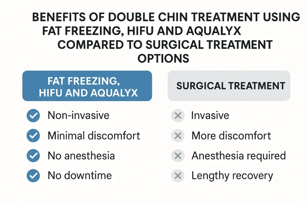 Graphic about the benefits of double chin treatment Tring - from LA LIPO