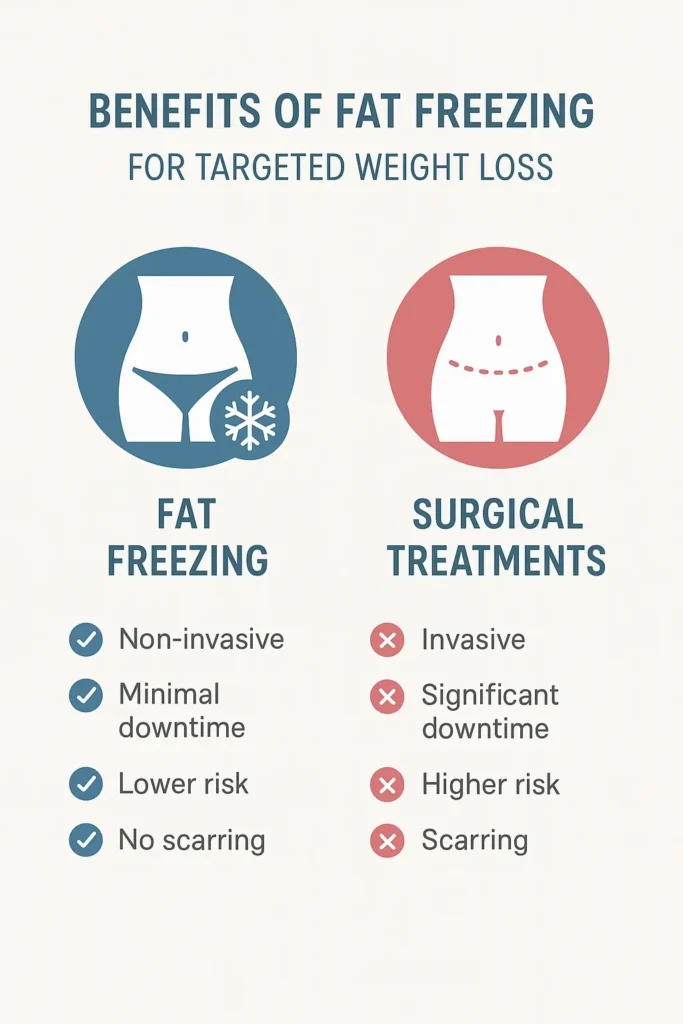 graphic showing the benefits of fat freezing Tring